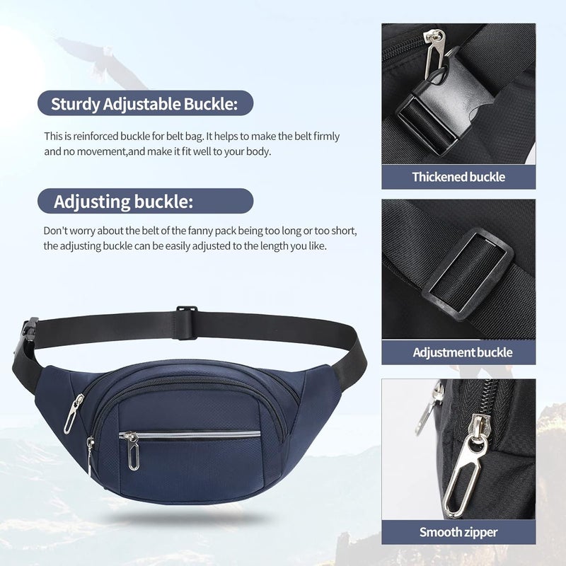 DAITET Crossbody Fanny Pack for Men&Women,Large Waist Bag & Hip Bum Bag with Adjustable Strap for Outdoors Workout Traveling Casual Running Hiking Cycling - Image 2